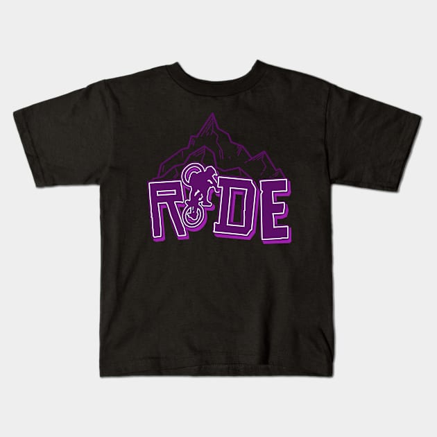 MTB Purple Art Kids T-Shirt by OneRedFox